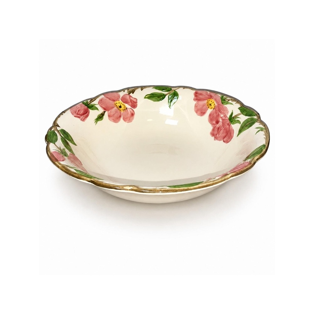 Franciscan Desert Rose Vegetable Serving Bowl Pink Roses USA 9" Vintage Pottery